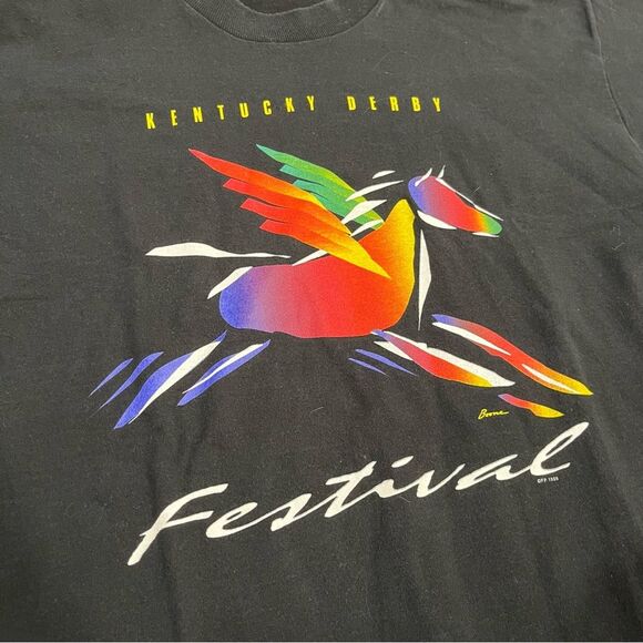 Vintage Kentucky Derby Festival Black Single Stitch Made in USA T-shirt Size XL - Picture 6 of 6